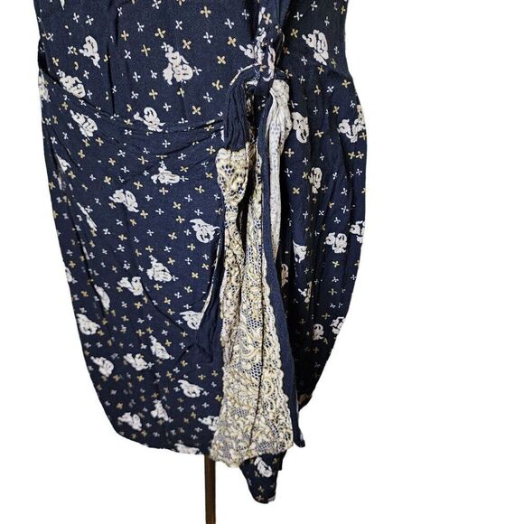 Vintage 90s Short Sleeve Mini Wrap Waist Dress Womens Size L Black - Picture 2 of 7